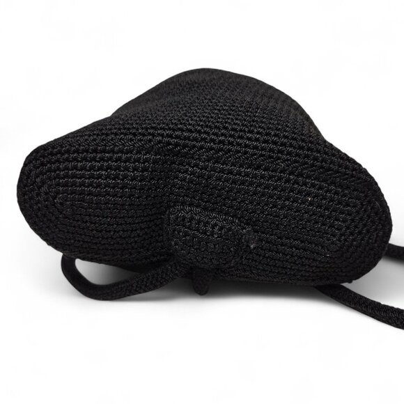 The Sak Black Crochet Small Back Pack Women's Cinch Top Rounded Strap Everyday - Picture 4 of 7